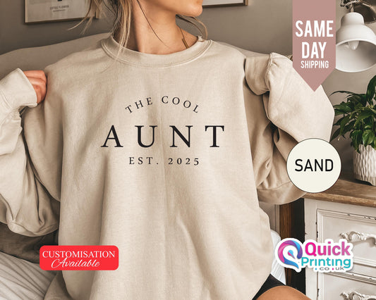 The Cool Aunt Club Sweatshirt, Custom Est Date New Aunt Sweatshirt, Cute Aunt Gifts, Cool Sister Sweater, Christmas Auntie sweatshirt 2026