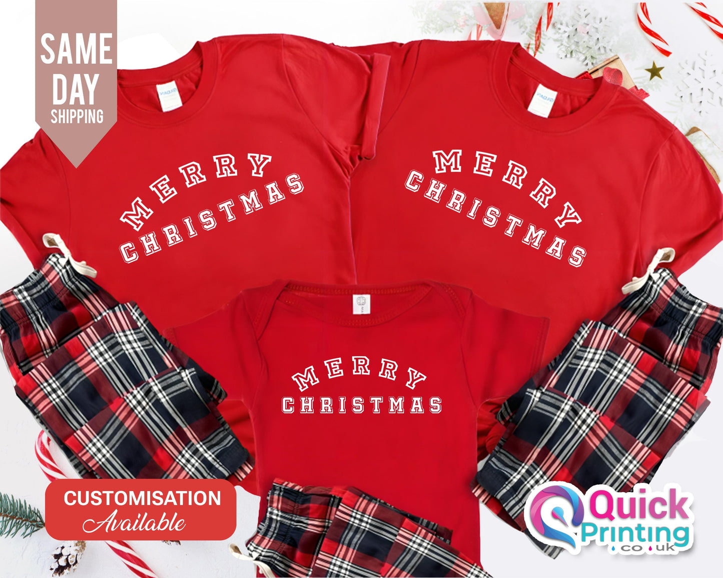 Personalized Family Christmas Pajamas: Matching Cotton Flannel Set