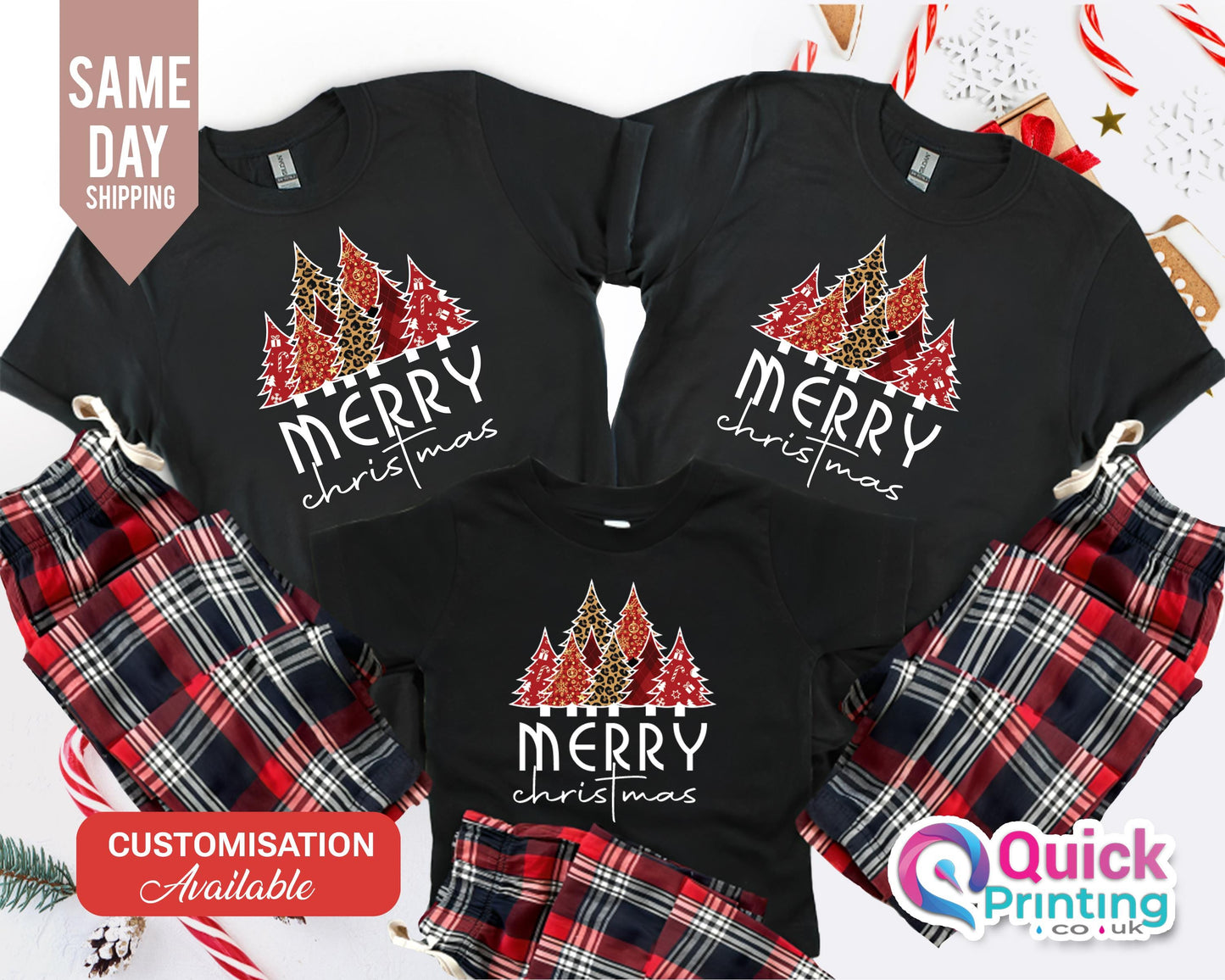 Personalized Family Christmas Pajama Set: Matching Cotton Flannel Pyjamas