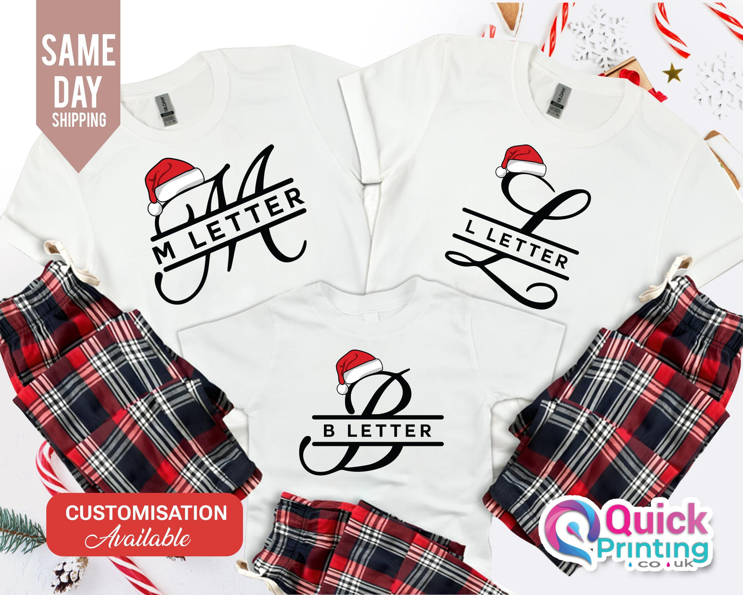 Personalized Family Christmas PJs: Custom Name Alphabet Shirt