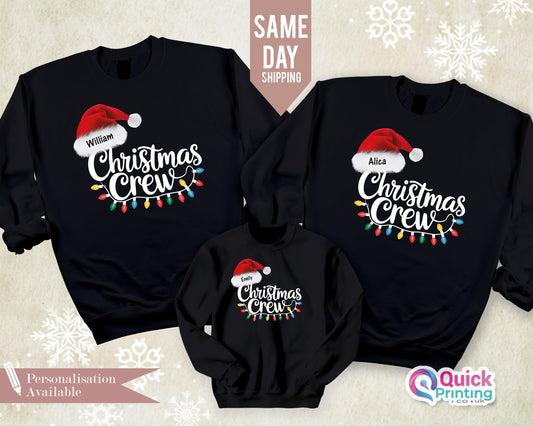 Custom Christmas Crew Sweatshirt, Family Christmas Matching Jumper, Ladies Sweatshirt, Holiday Matching Long Sleeve, Christmas Group Shirt