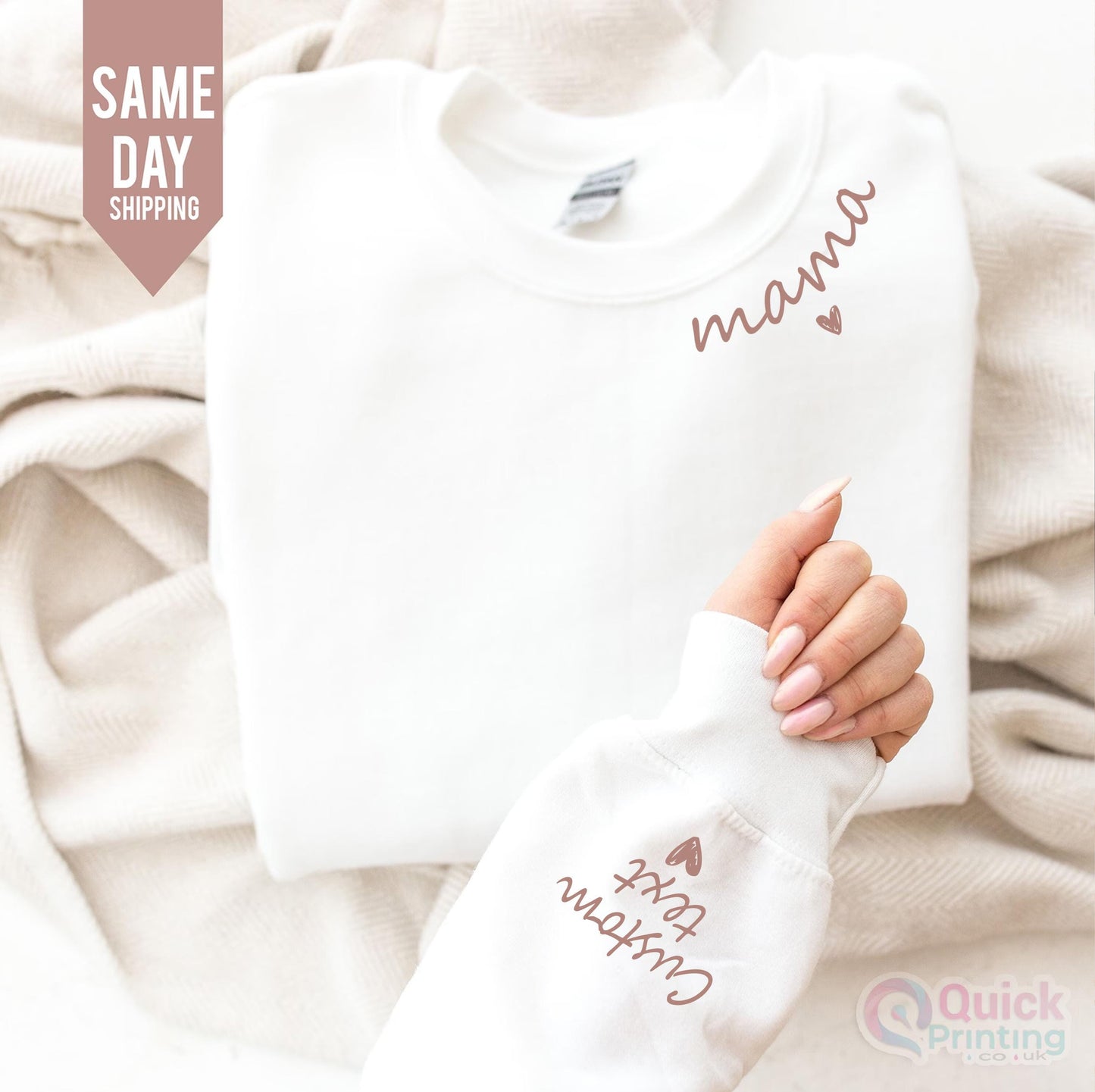 Personalized Mama Sweatshirt: Custom Name Sleeve, Soft Cotton Blend