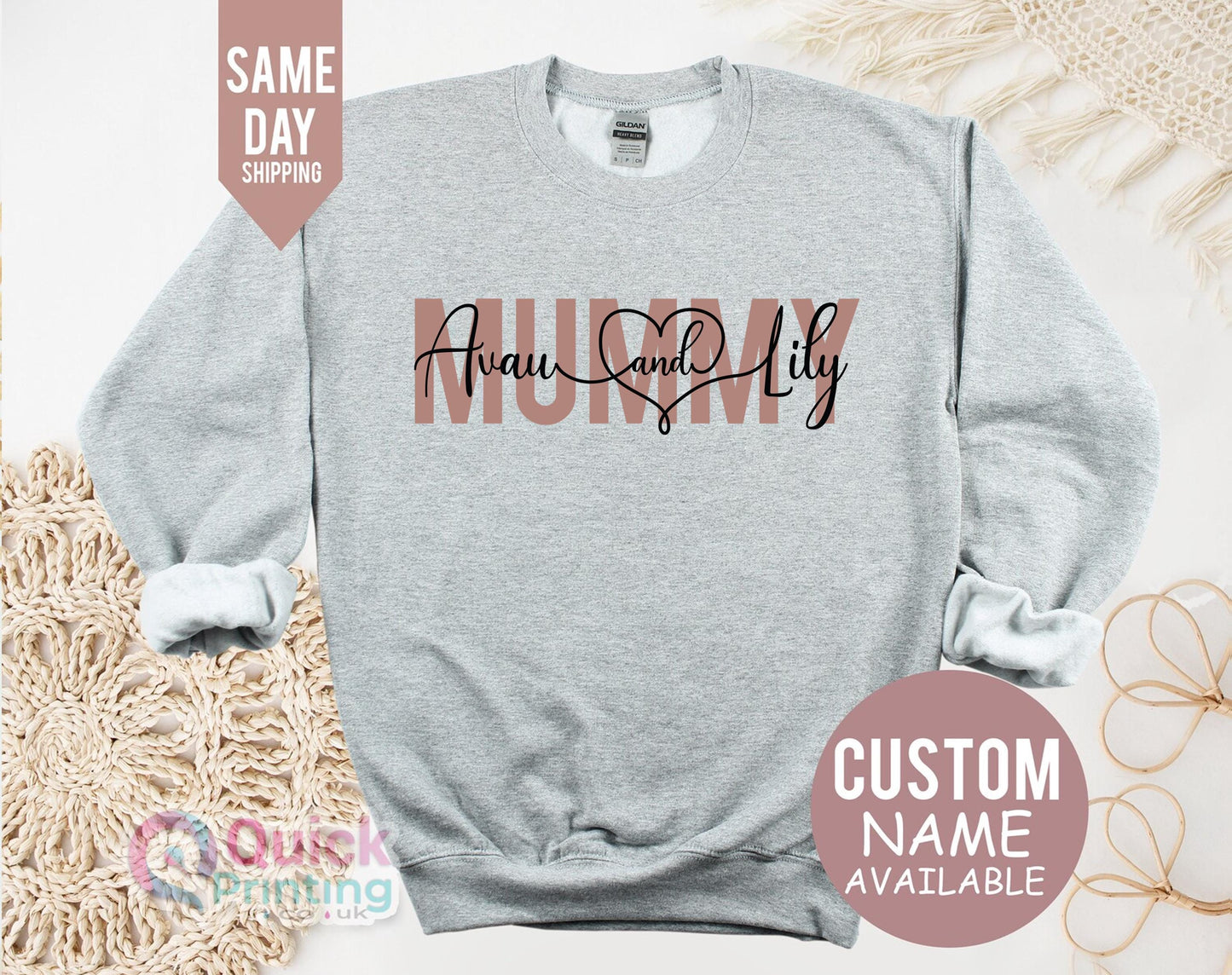 Personalized Mummy Sweatshirt, MOM sweater with children's names Jumper, Gift birth, expectant mothers, baby shower, mother's day Sweatshirt