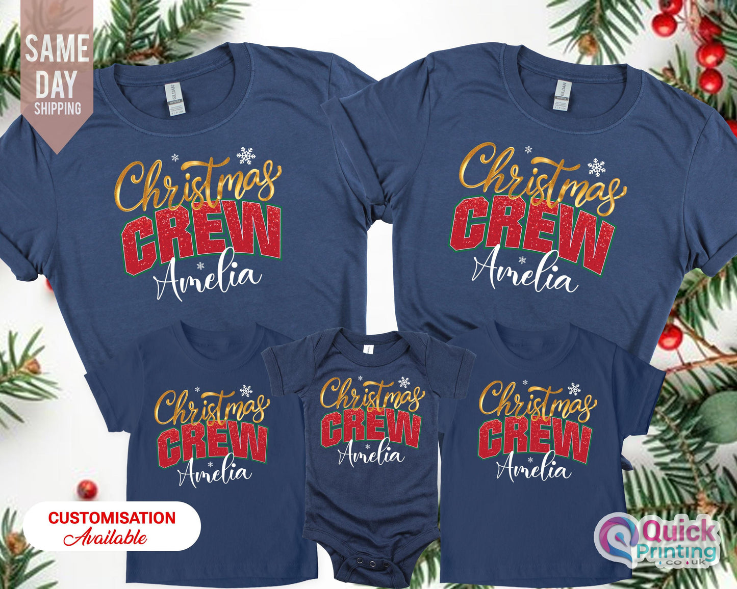 Personalized Christmas Crew Shirt: Matching Family Christmas Tee