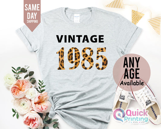 1985 Leopard Print 40th Birthday T-Shirt: Limited Edition Gift