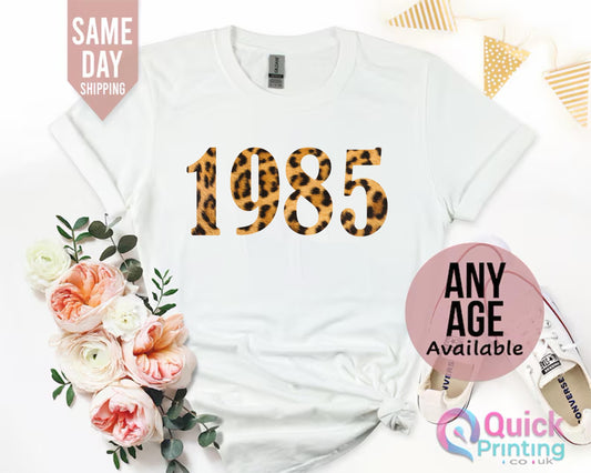 40th Birthday T shirt, Birthday Shirt 2025, Leopard 40th Birthday Gifts for women, Vintage 1985 Birthday gift shirt, Birthday Gift for Mum