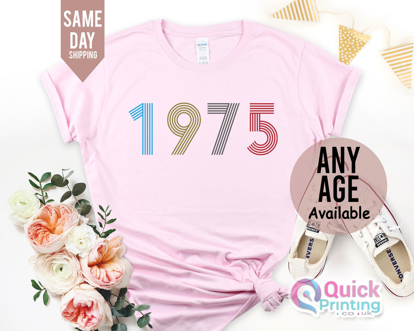 50th Birthday T-Shirt: 1975 Vintage Style, Gift for Mum