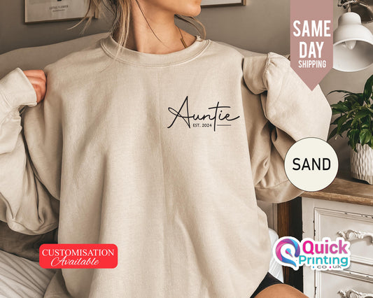 Auntie Sweatshirt, Personalized Auntie jumper, Christmas Gift sweatshirt, Auntie Announcement Sweater, Custom Auntie Sweatshirt, Auntie Gift