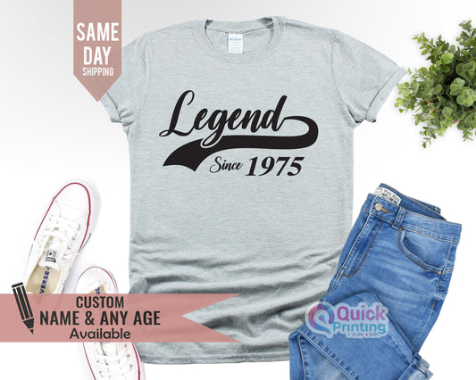 Birthday T, Legend Since 1975 Tshirt, 50th Birthday Gift, 50th Birthday T-Shirt, 1985 50th Birthday Gift, 50th Birthday Idea, 1975 50th Gift