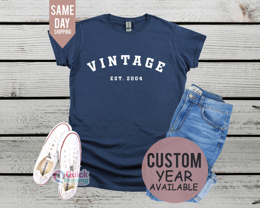 Vintage 2004 Birthday T-shirt UK, Vintage Est 2004, 21st birthday gift shirt, Birthday Gifts for him and her, 21st Birthday Present 2024