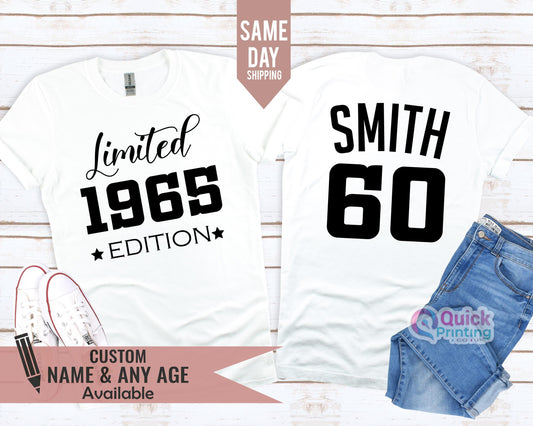 Personalized 60th Birthday Shirt: 1965 Edition Cotton Tee