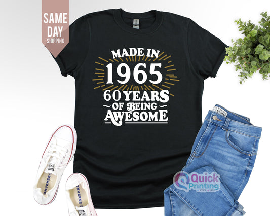 Made in 1965 60th Birthday T Shirt, 60th Birthday Gift For Men, Husband Birthday Tee, Sixty gift ideas, Birthday Shirts,50th Birthday tee