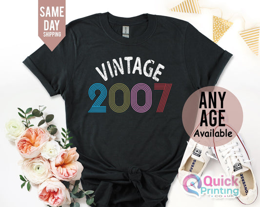 18th Birthday T-shirt: Vintage 2007 Girls Party Shirt