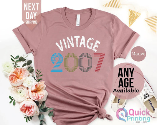 Girls 18th Birthday T Shirt Friend 2007 Vintage birthday Birthday Party Shirt 18th 2025 Birthday Gifts for her Daughter Birthday Gift top T