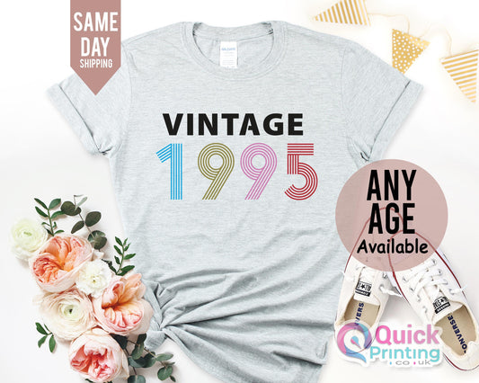 30th Birthday Ladies Tshirt Vintage 1995 Birthday Shirt UK, 30th Birthday Gifts for her, Vintage Birthday gift Top, Birthday Gift for friend