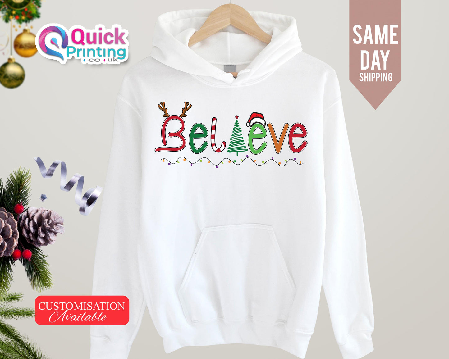 Believe Christmas Hoodie: Matching Family Holiday Jumper
