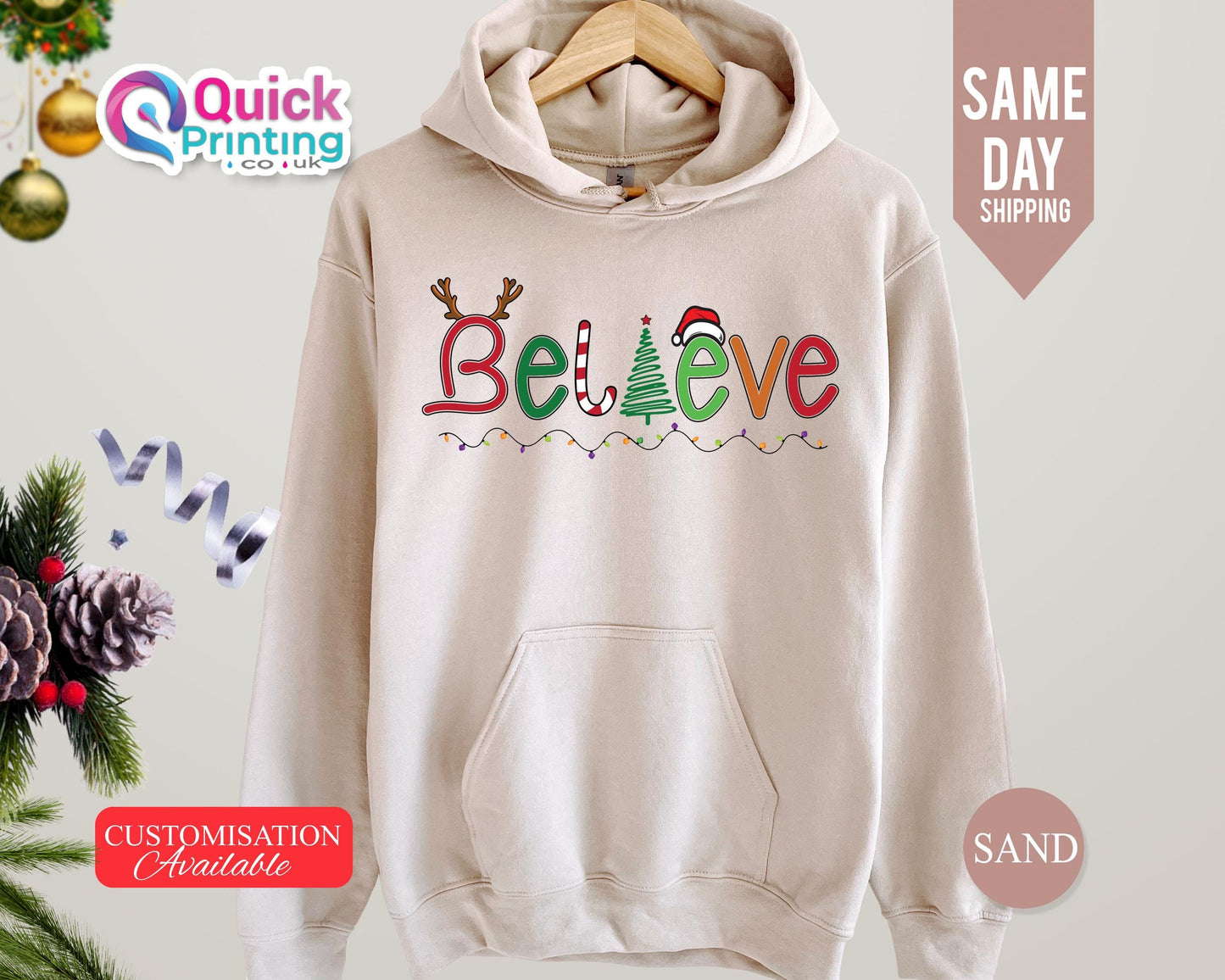 Believe Christmas Hoodie: Matching Family Holiday Jumper