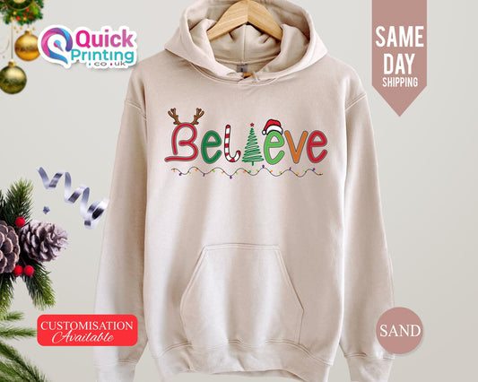 Believe Christmas Hoodie: Matching Family Holiday Jumper