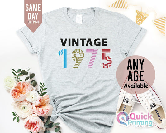 50th birthday gift for women, 50th Birthday Tshirt, 1975 Vintage Birthday Shirt, 50th Birthday Gifts for women, Vintage Birthday gift shirt