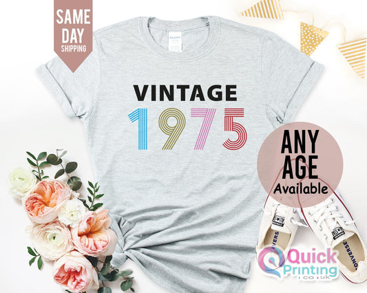 50th birthday gift for women, 50th Birthday Tshirt, 1975 Vintage Birthday Shirt, 50th Birthday Gifts for women, Vintage Birthday gift shirt