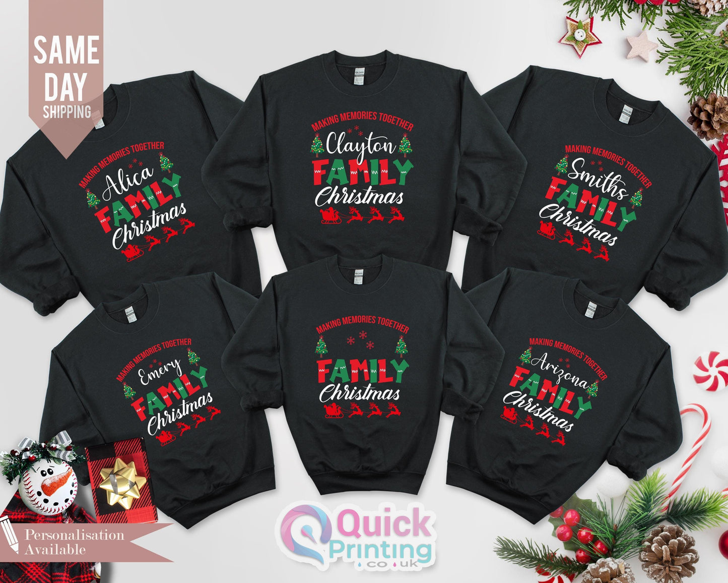 Custom Family Christmas Sweatshirt: Personalized Name, Matching Jumpers