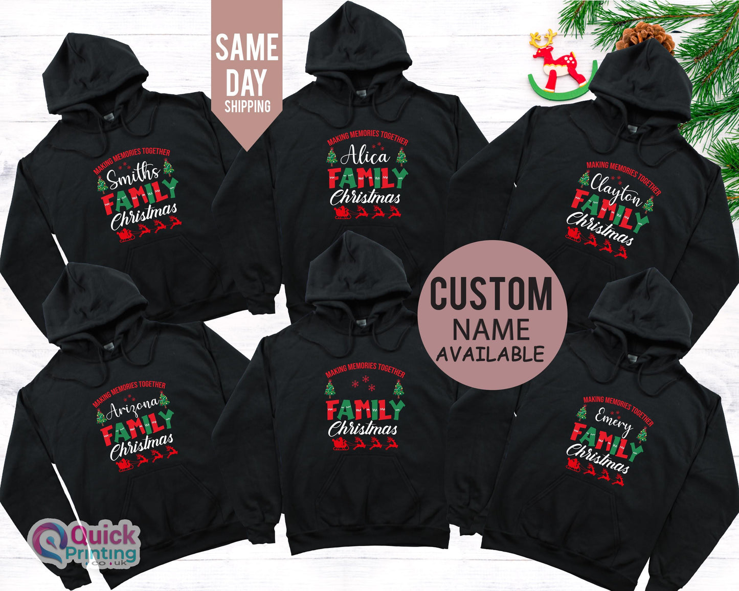 Custom Name Family Christmas Hoodie: Matching Holiday Sweatshirt