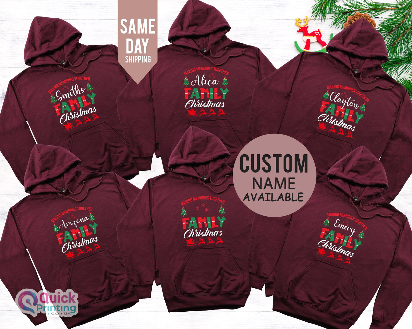 Custom Name Family Christmas Hoodie: Matching Holiday Sweatshirt