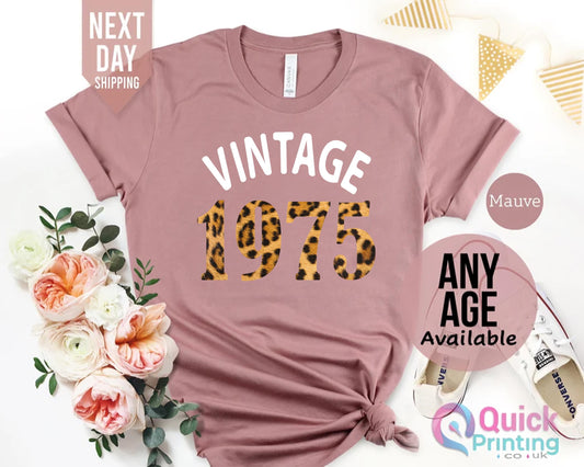 50th Birthday Shirts for Women, 1975 Birthday TShirt Leopard, 50th Birthday Gifts, Vintage Birthday gift shirt, Birthday Gift for Mum 2025