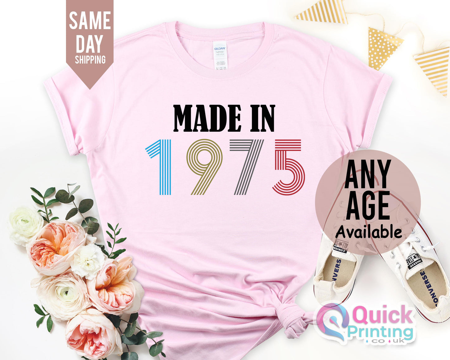 Made in 1975 tshirt, 50th Birthday Gifts for Women, Vintage 1975 Birthday Shirt, 50th Birthday Tshirt Custom Birthday Gifts for Mum Grandma
