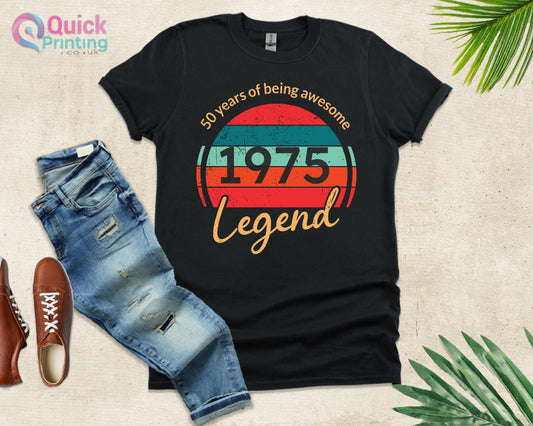 50th Birthday T Shirt, 50 Years Of Being Awesome Legend Born in 1975, 1975 Vintage Birthday Shirt, 50th Birthday Gifts for Women, Happy tee