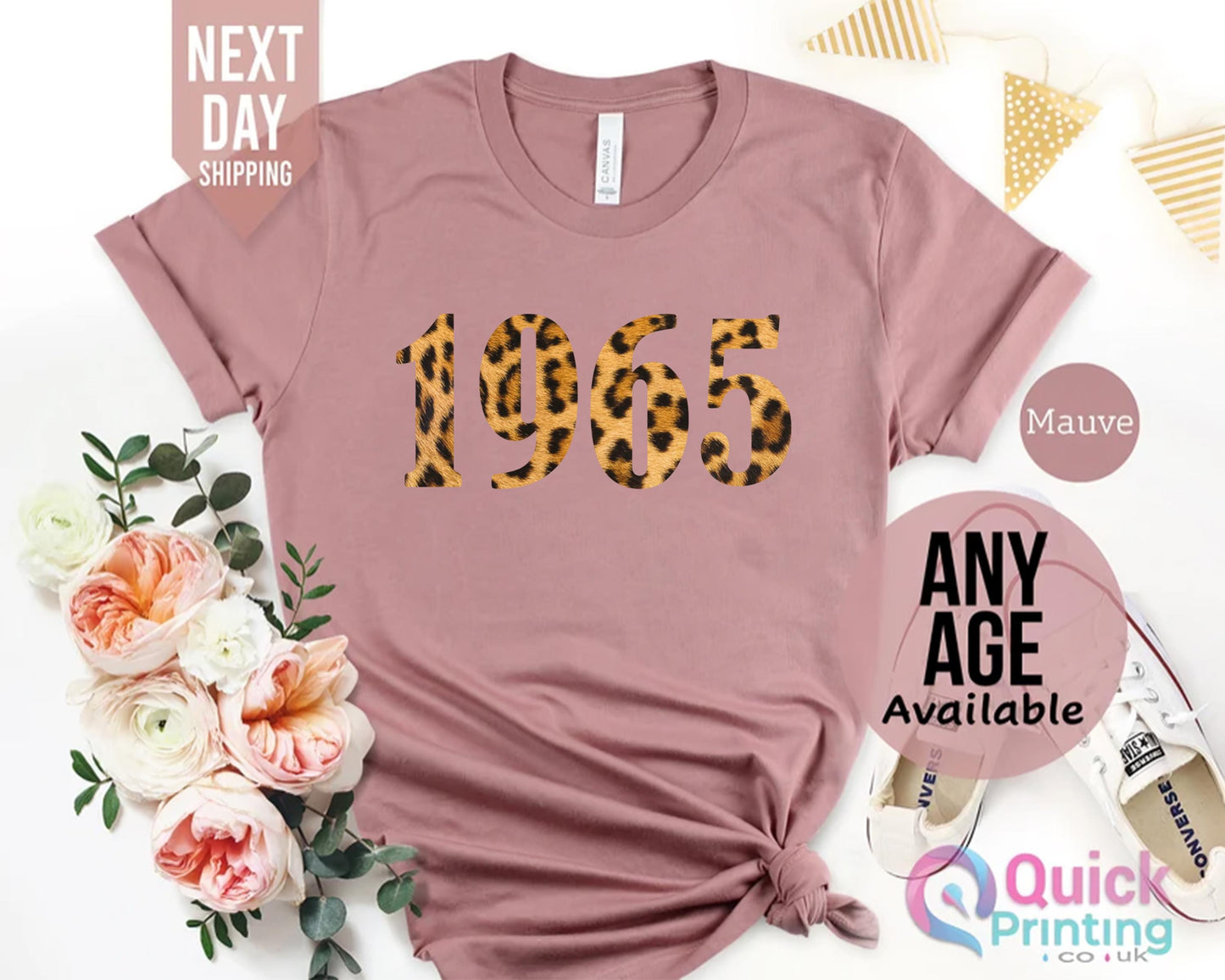 60th Birthday T-shirt: Leopard Print 1965 Vintage Gift