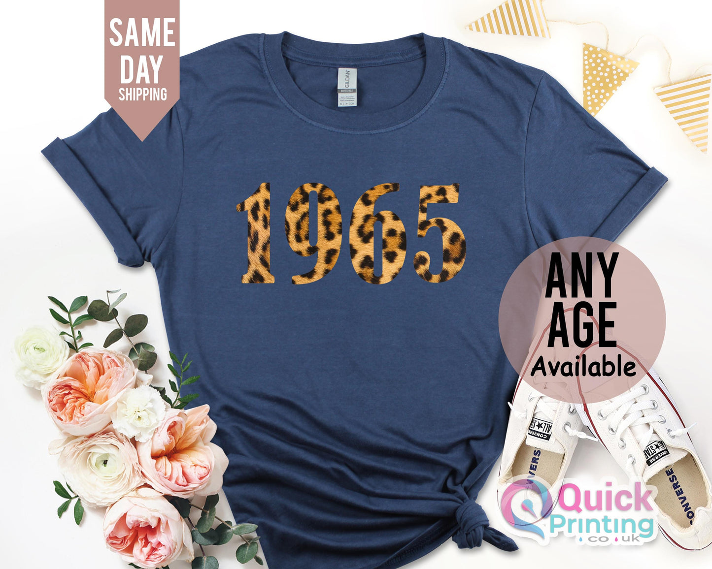 60th Birthday T-shirt: Leopard Print 1965 Vintage Gift