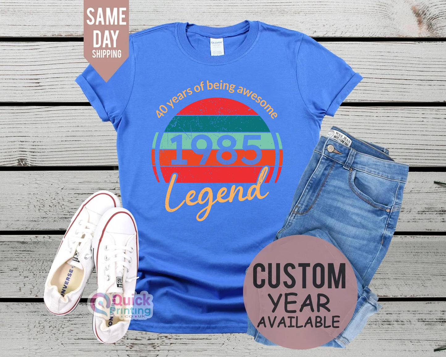 40th Birthday T-Shirt: Legend Born in 1985, Vintage Style