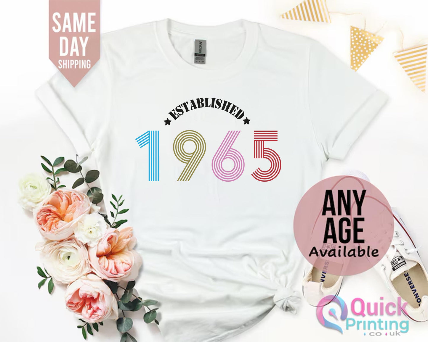 60th Estimated Birthday Tshirt, Vintage 1965 Birthday Shirt, 60th Birthday Est Tshirt Top, Birthday Gift for Mum Grandpa, Happy Birthday tee