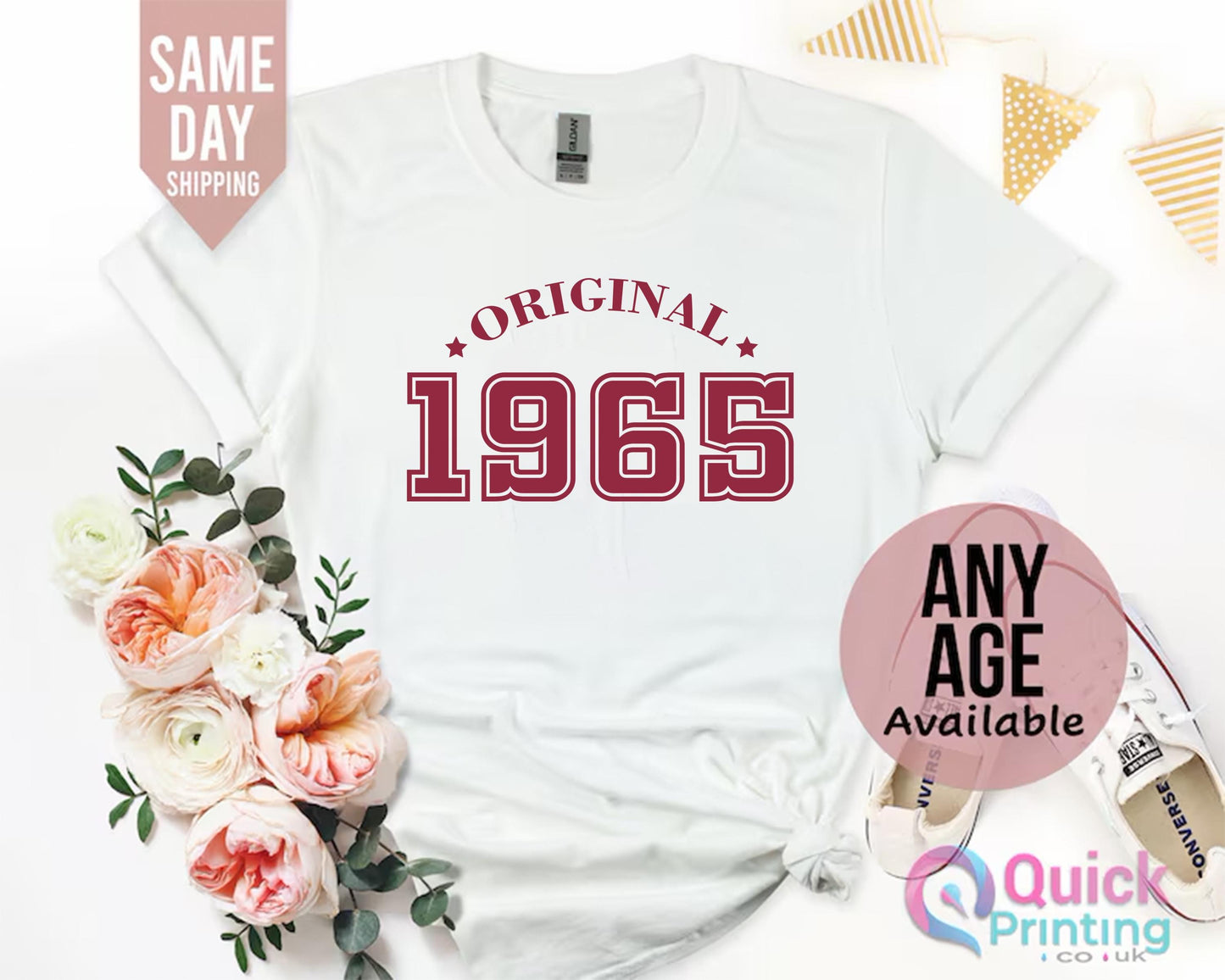 1965 Birthday TShirt UK, 60th Birthday Gifts for Women, 60th Birthday Tshirt, Vintage Birthday Gift Shirt, Birthday Gift for Mum Grandpa