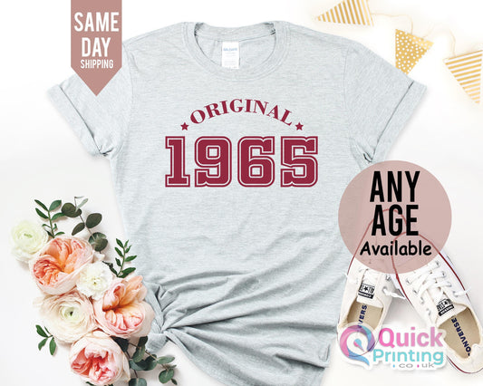 1965 Birthday TShirt UK, 60th Birthday Gifts for Women, 60th Birthday Tshirt, Vintage Birthday Gift Shirt, Birthday Gift for Mum Grandpa