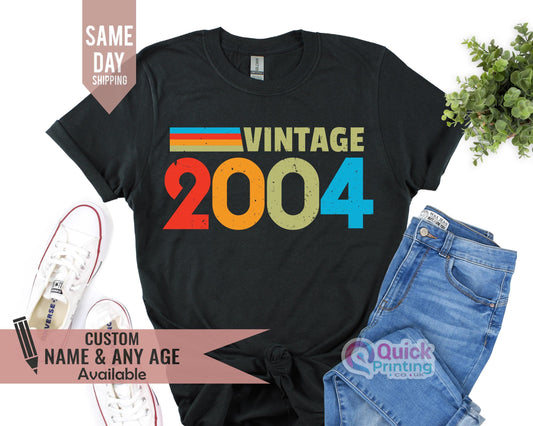 Vintage 2004 Birthday T-Shirt: Custom Name & Age