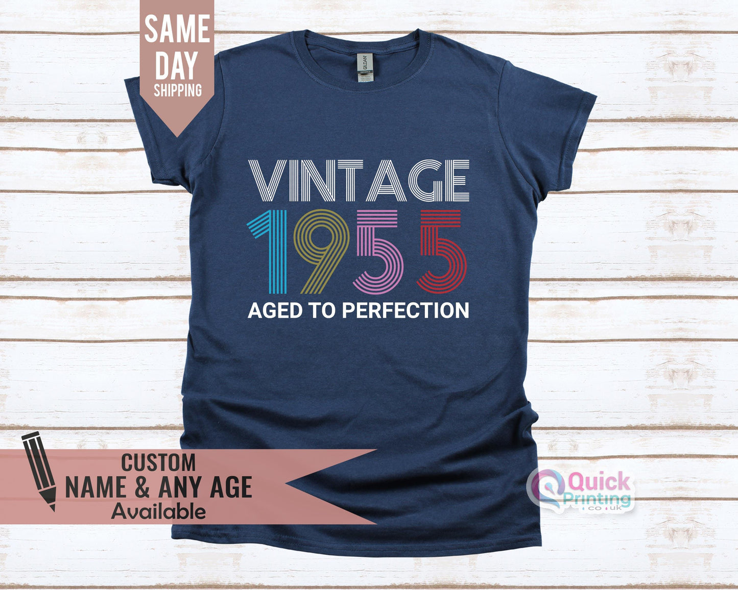Vintage 1955 Aged To Perfection T-Shirt: 70th Birthday Gift
