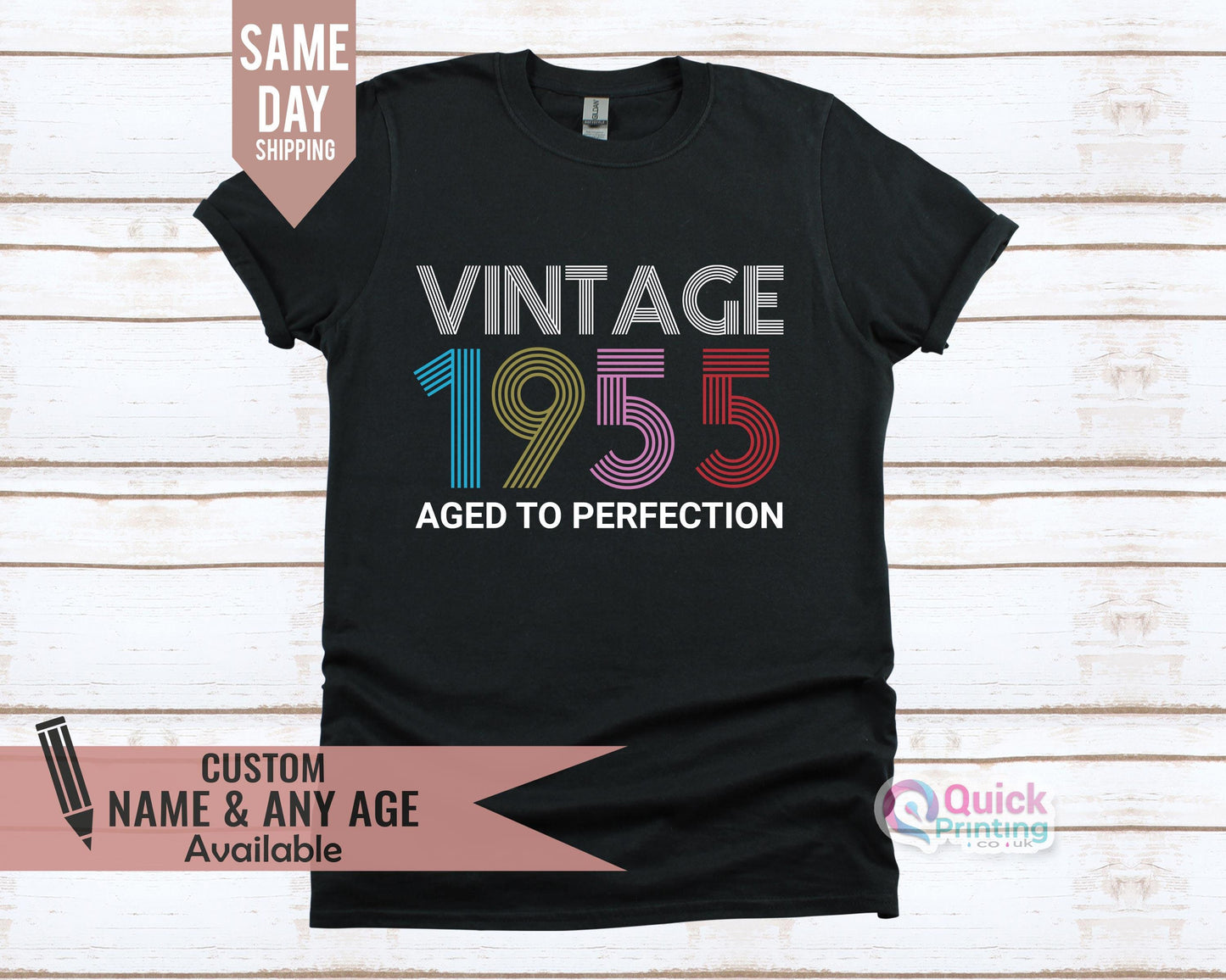Vintage 1955 Aged To Perfection T-Shirt: 70th Birthday Gift