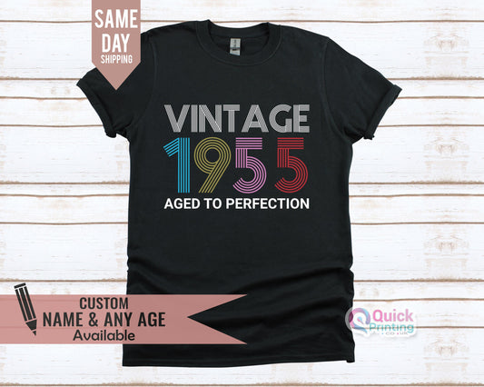 Vintage 1955 Aged To Perfection T-Shirt: 70th Birthday Gift
