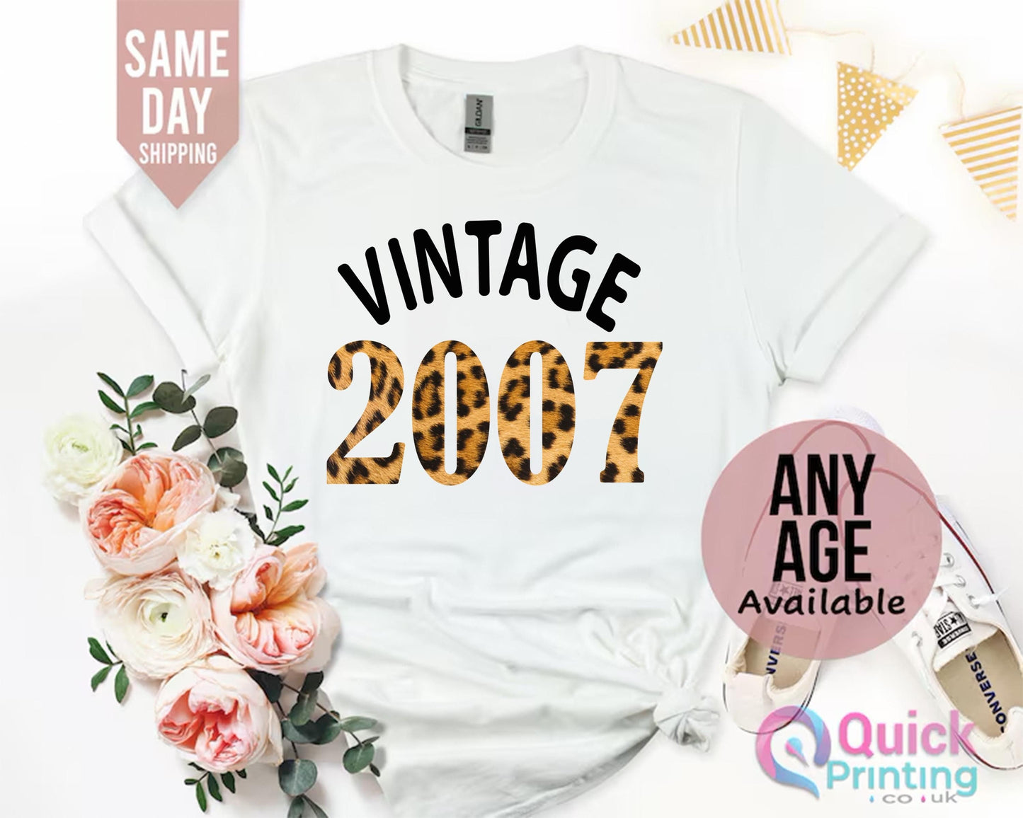 18th Birthday Shirt: Vintage 2007 Leopard Print Tee