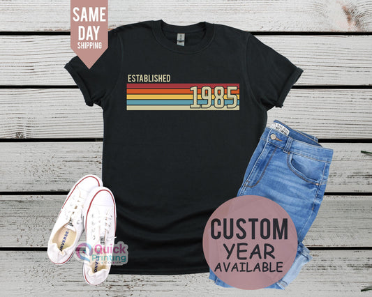Established 1985, Mens 40th Birthday T-Shirt, Custom Birthday tshirt, personalised Birthday Gift 2025, Vintage Est 1985 Shirt, Custom Year T