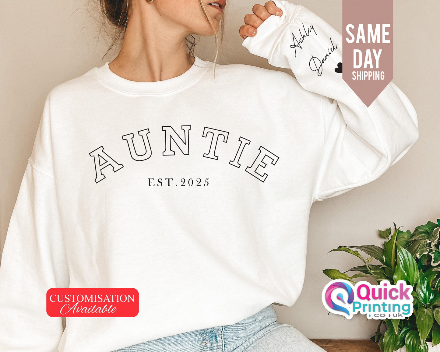 Auntie Sweatshirt, Custom Name on Sleeve Sweatshirt, Custom Auntie Sweatshirt, Aunt Announcement, New Auntie, Auntie Christmas Gift, Xmas T