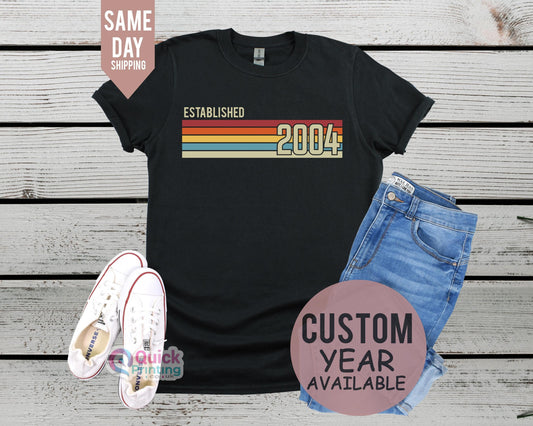 Established 2004, Mens 21st Birthday T-Shirt, Custom Birthday tshirt, personalised Birthday Gift 2025, Vintage Est 2004 Shirt, Custom Year T
