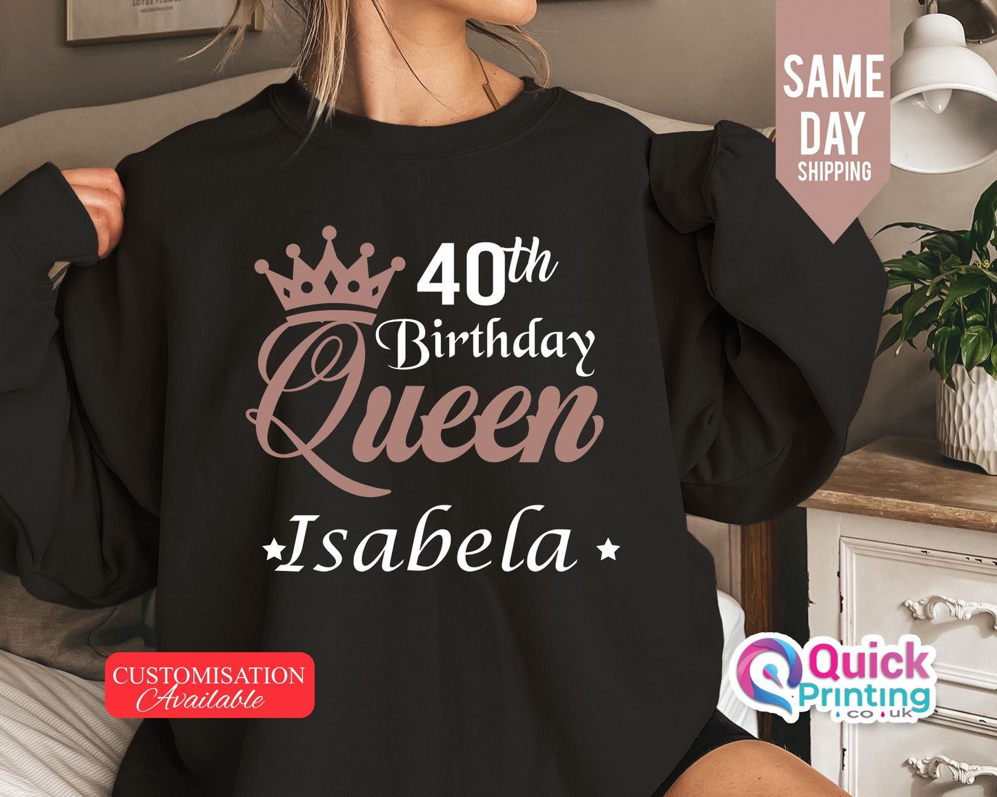 Custom Birthday Queen Sweatshirt: Personalized 40th Birthday Gift