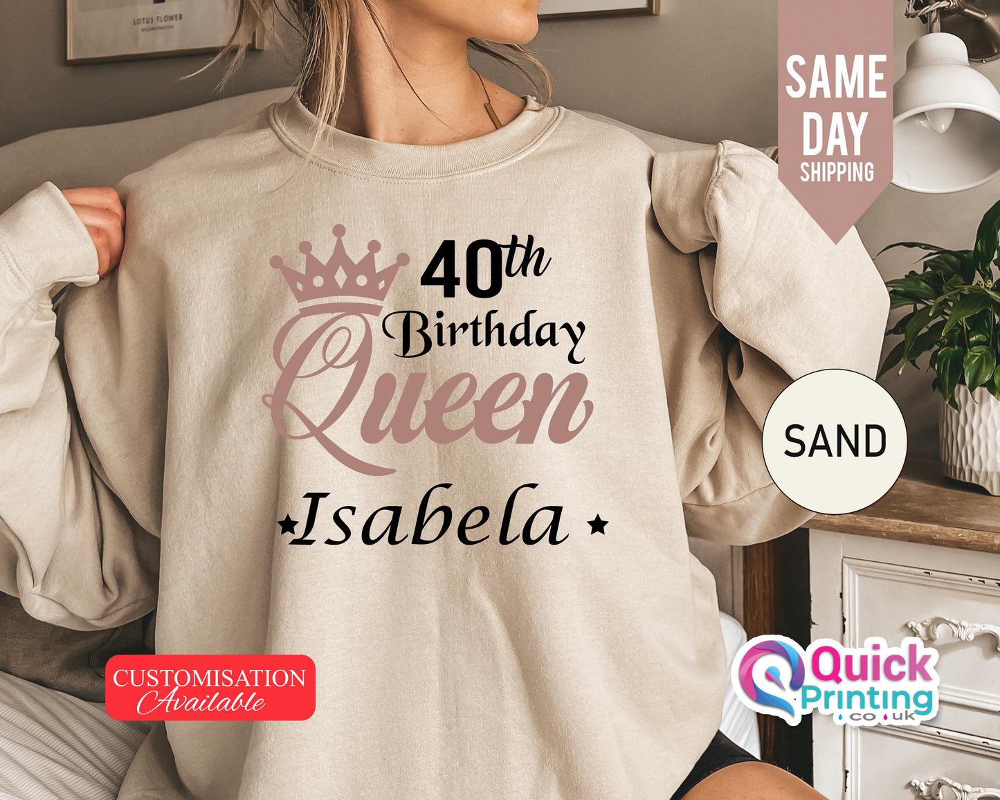 Custom Birthday Queen Sweatshirt: Personalized 40th Birthday Gift