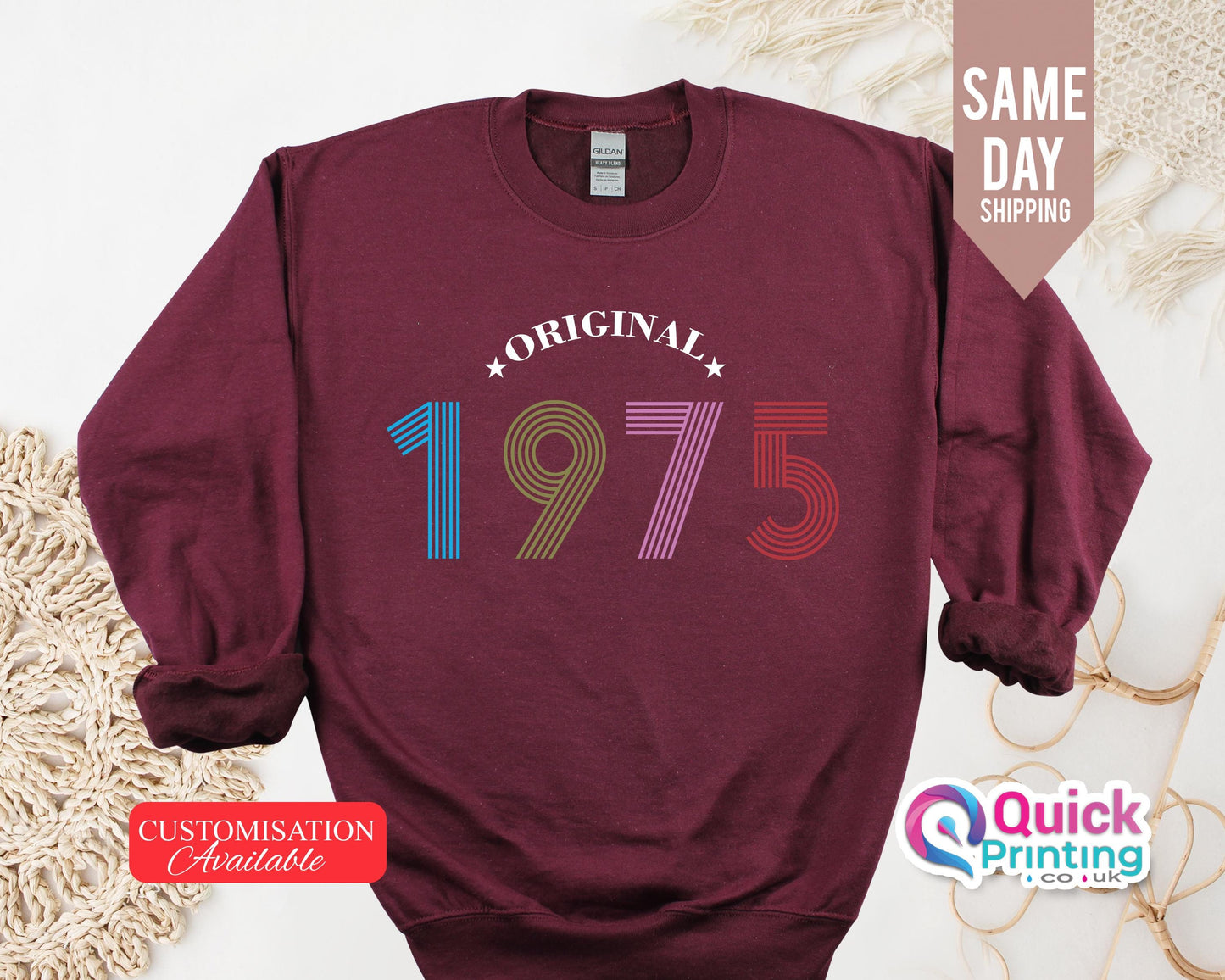 Vintage 1975 Sweatshirt: Birthday Year Jumper