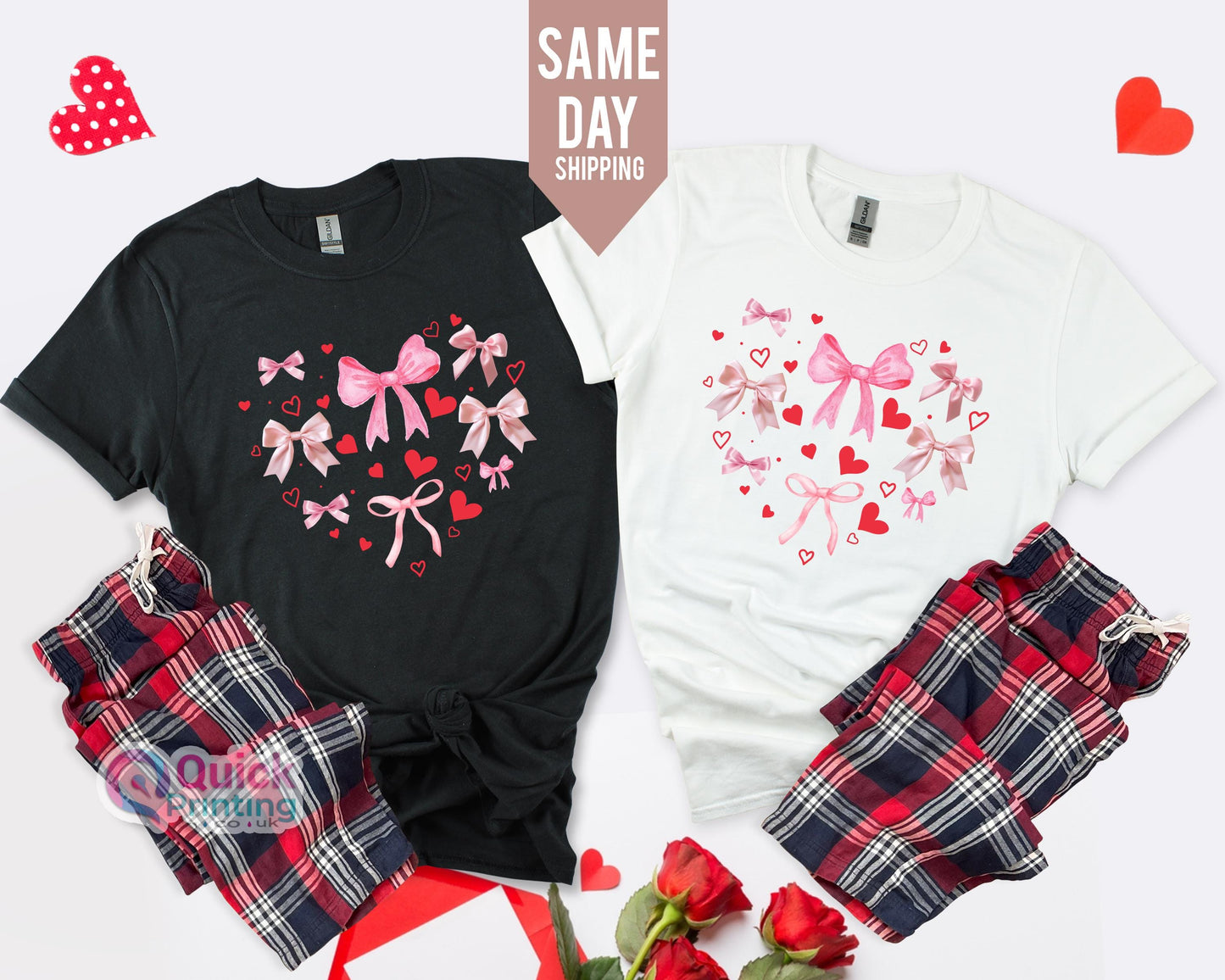 Bow Heart Valentine's Day Shirt: Coquette T-Shirt