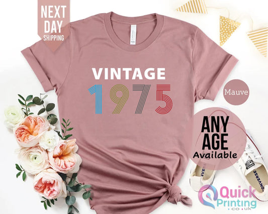 1975 Birthday T-shirt UK, 50th Birthday Gifts for Women, 50th Birthday T-shirt, Vintage 1975 Birthday Shirt, Birthday Gift for Mum Grandpa
