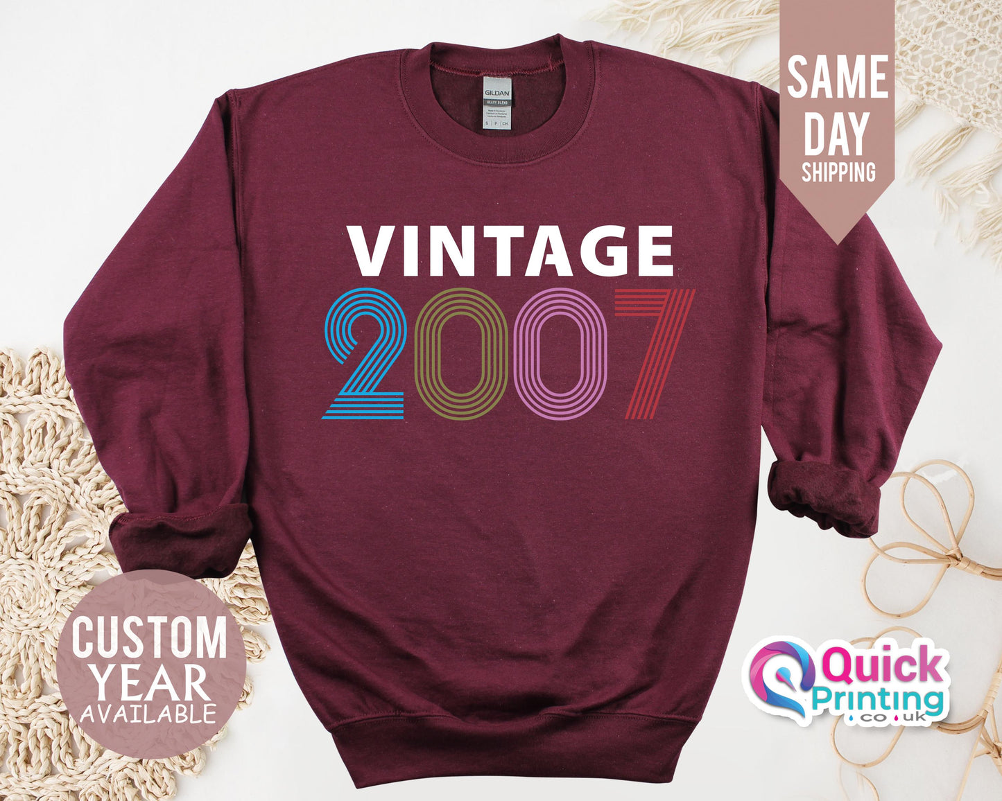 Vintage 2007 Birthday Sweatshirt: Custom Year Jumper